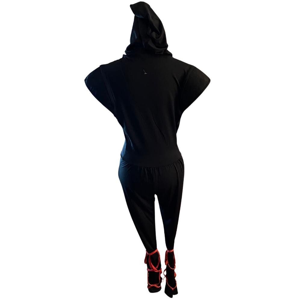 AMSCAN Ninja Dragon Jumpsuit Costume Black & Red Hooded Women’s Medium 6-8 NWOT - Picture 5 of 8